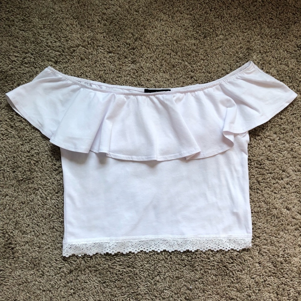 Ambiance white off the shoulder crop top